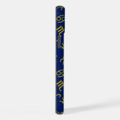 Scorpio Zodiac+Astrology Symbols Pattern Gld+Blues iPhoneケース (右側面)
