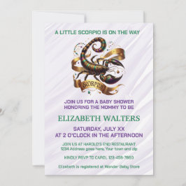 Scorpio Zodiac Baby Shower Lavender and Green 招待状