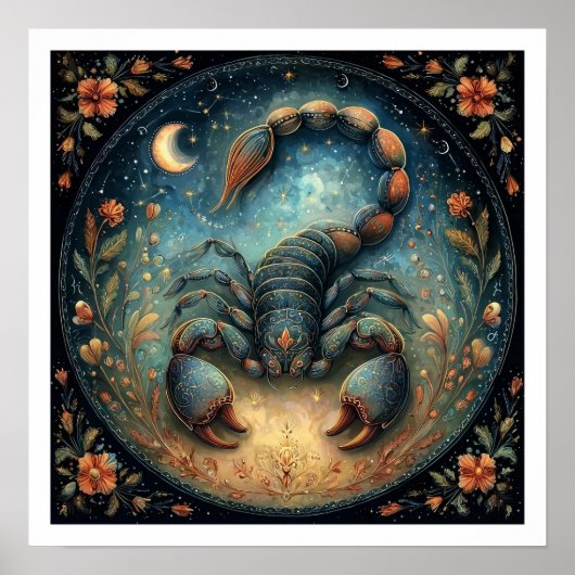 Scorpio Zodiac Birth Sign Astrology Celestial ポスター (正面)