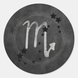 Scorpio zodiac constellation black silver stars ラウンドシール