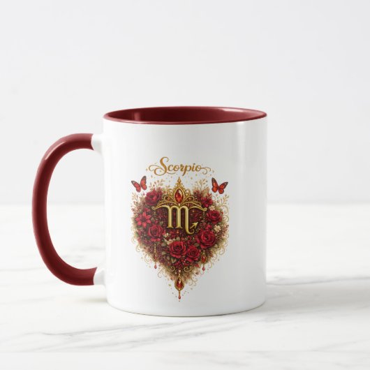Scorpio Zodiac Floral Heart Mug – Intense Astrolog マグカップ (左)