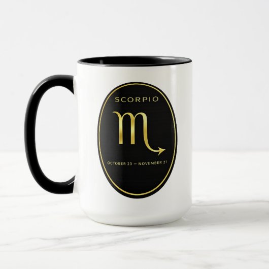 Scorpio Zodiac Gold Oval Emblem Mug | Luxury Astro マグカップ (左)