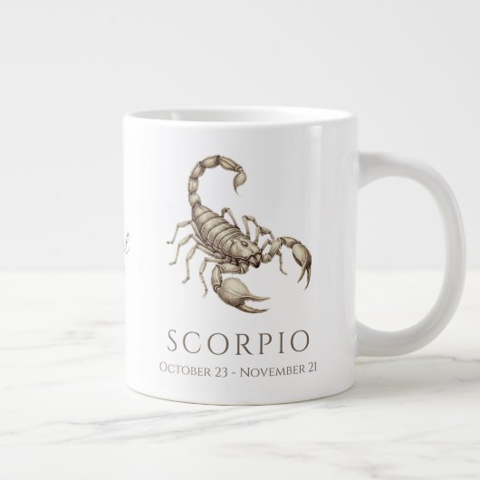 Scorpio Zodiac Personalized Name & Birth Date ジャンボコーヒーマグカップ (右)