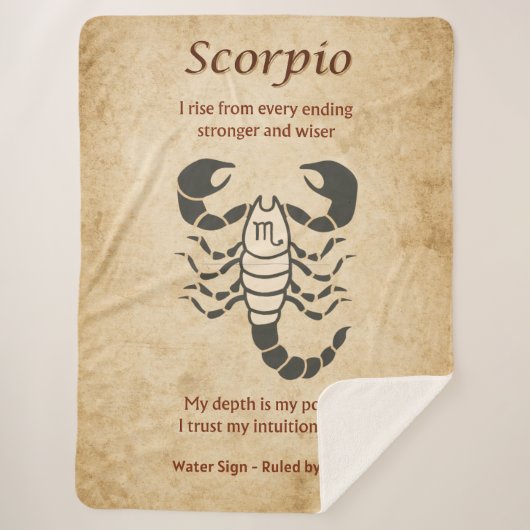 Scorpio Zodiac Sign with Affirmations  シェルパブランケット (正面)