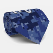 Scorpio Zodiac Symbol on Navy Blue Camo ネクタイ (ロール)