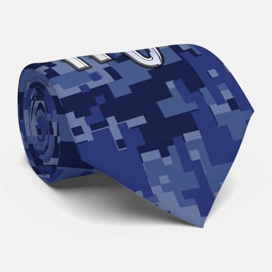 Scorpio Zodiac Symbol on Navy Blue Camo ネクタイ (ロール)