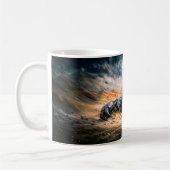 Scorpio Zodiac with Warrior and Giant Mechanical S コーヒーマグカップ (左)