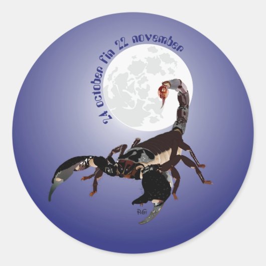 Scorpiun 24 october fin 22 november Aufkleber ラウンドシール (正面)