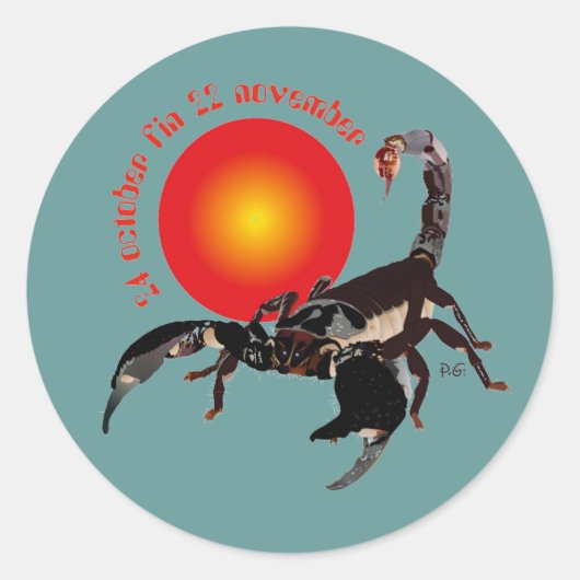 Scorpiun 24 october fin 22 november Aufkleber ラウンドシール (正面)