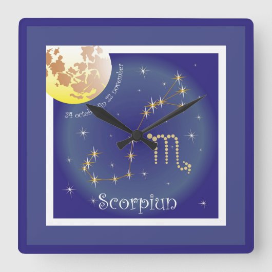 Scorpiun 24 october fin 22 november Uhr スクエア壁時計 (正面)