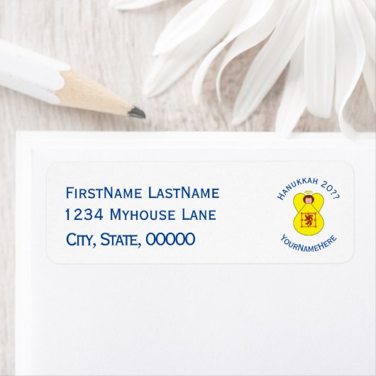 Scot Lion Rampant Angel Hanukkah Flag Personalized ラベル (インサイチュ)