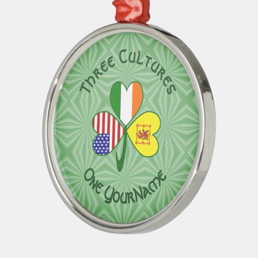 Scot Rampant Irish Flags Shamrock Personalize Text メタルオーナメント (左)
