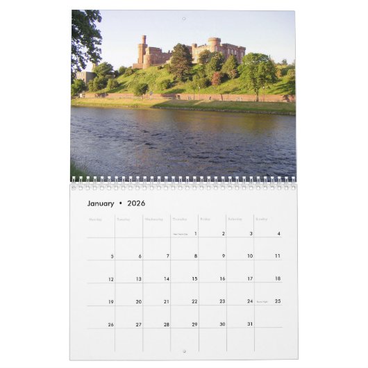 Scotland 2026 calendar カレンダー (1月 2026)