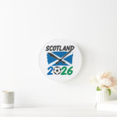 Scotland 2026 Soccer Fan Design / Saltire and Foot ラウンド壁時計 (ホーム)