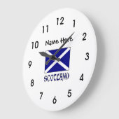Scotland and Scottish Flag with Your Name Large Cl ラージ壁時計 (傾斜)