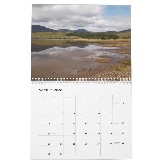 Scotland Calendar 2026 カレンダー (3月 2026)