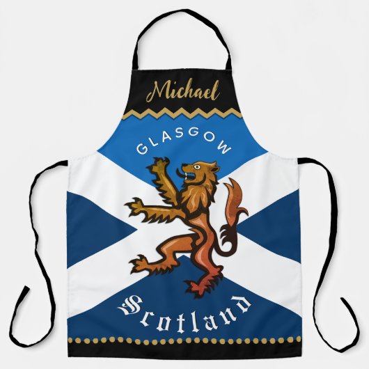 Scotland Chefs Apron, Glasgow, Scottish Flag エプロン (正面)
