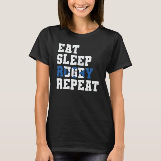 Scotland Eat Sleep Rugby Repeat Scottish Sport Tシャツ (正面)