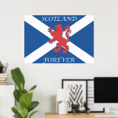 Scotland Forever Lion Rampant Flag ポスター (ホームオフィス)