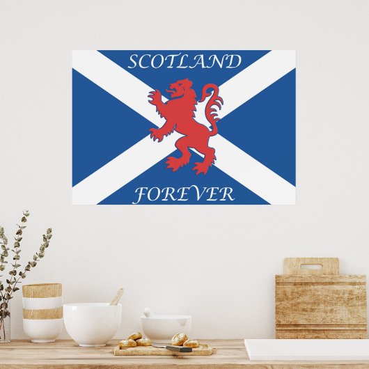 Scotland Forever Lion Rampant Flag ポスター (キッチン)