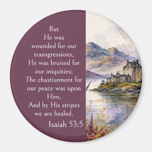 Scotland Highlands Aesthetic, Isaiah 53:5 Bible マグネット (正面)
