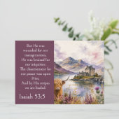 Scotland Highlands Aesthetic, Isaiah 53:5 Bible 招待状 (スタンド正面)