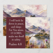Scotland Highlands Aesthetic, Psalm 4:8 Bible  招待状 (正面/裏面)