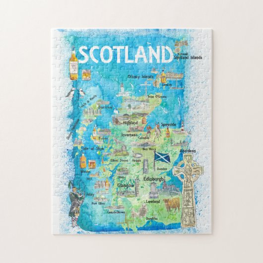 Scotland UK Travel Map ジグソーパズル (縦)