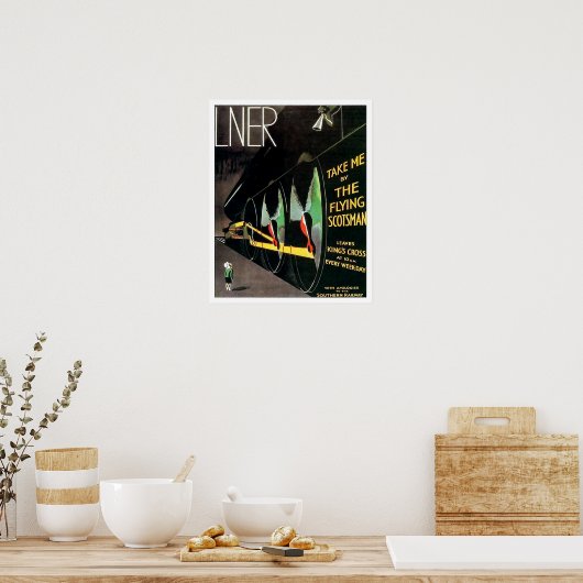 Scotsman Train -飛んでいる Medium Poster ポスター (キッチン)