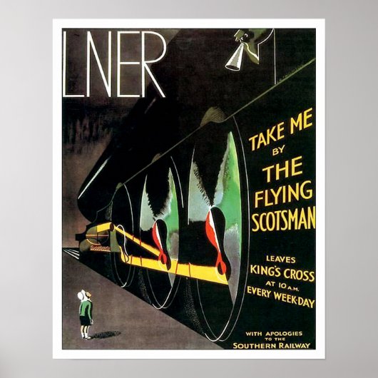 Scotsman Train -飛んでいる Medium Poster ポスター (正面)