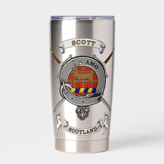 Scott Clan Badge Tartan & Swords 保温保冷タンブラー (正面)