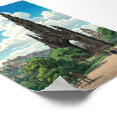 Scott Monument of Edinburgh Japanese Woodblock Pri ポスター (角)