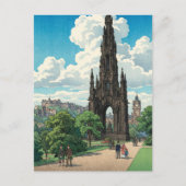 Scott Monument of Edinburgh Japanese Woodblock Pri ポストカード (正面)