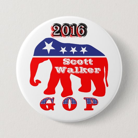 Scott Walker 2016 – 赤、白、青の象 缶バッジ (正面)