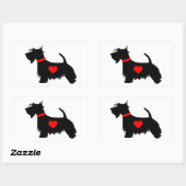 Scottie犬のハート長方形シール 長方形シール (シート)