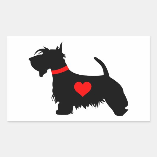 Scottie犬のハート長方形シール 長方形シール (正面)