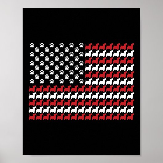 Scottie 4th Of July Dog Paw Print ポスター (正面)