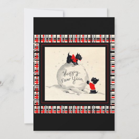 Scottie Dog New Years Invitation flat card 招待状 (正面)