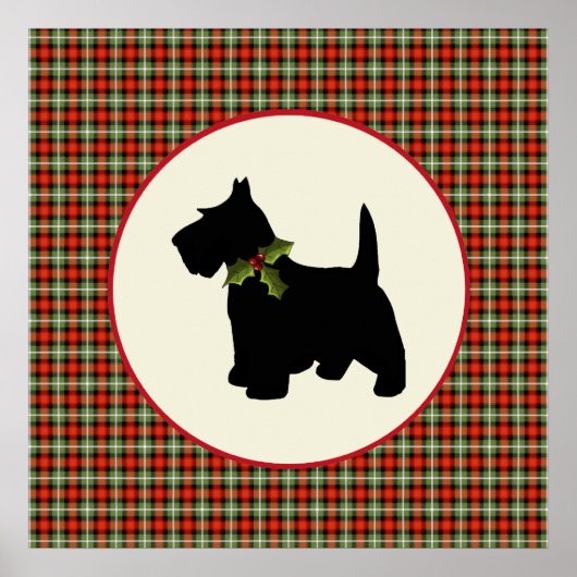 Scottie Dog Scotch Plaid Christmas Holiday Dog ポスター (正面)