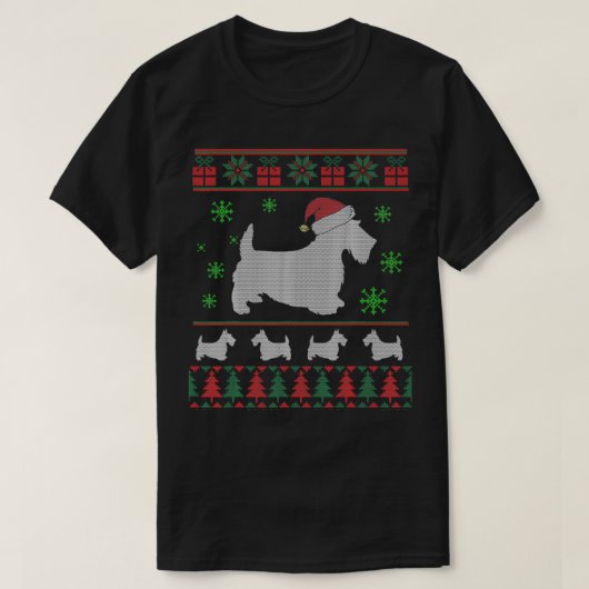 Scottie Dog Ugly Christmas Sweater Gift for Dog Lo Tシャツ (デザイン正面)