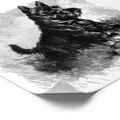 Scottie Puppy Charcoal Style ポスター (角)