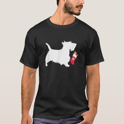 Scottie Scottish Terrier Christmas Stocking Dog   Tシャツ (正面)