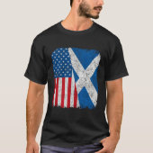 Scottish American Flag Half USA Scotland Root Prou Tシャツ (正面)