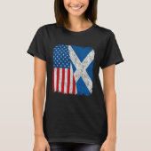 Scottish American Flag Half USA Scotland Root Prou Tシャツ (正面)