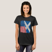 Scottish American Flag Half USA Scotland Root Prou Tシャツ (正面フル)