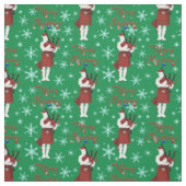 Scottish Bagpiper Merry Christmas with Snowflakes ファブリック (見本)