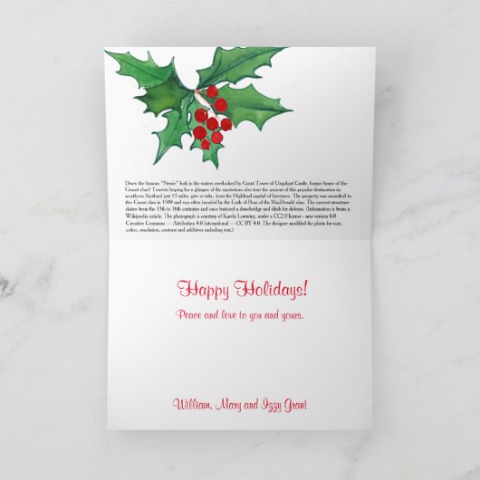Scottish Clan Grant Urquhart Castle Christmas カード (内部)