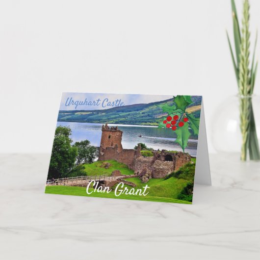Scottish Clan Grant Urquhart Castle Christmas カード (正面)