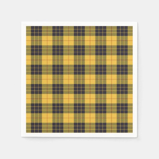 Scottish Clan MacLeod of Lewis Yellow Black Tartan スタンダードカクテルナプキン (正面)