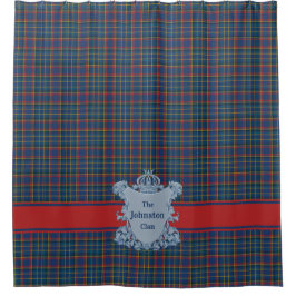 Scottish Clan Tartan Plaid, Name and Crest シャワーカーテン